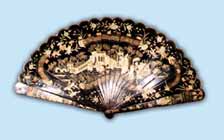 Abanico laqueado. Madera, s. XIX. tama�o:27,7 x 37,5 cm