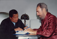 El Comandante en Jefe Fidel Castro junto al presidente Hugo Ch�vez. Foto: Juventud Rebelde