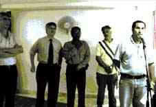 De izquierda a derecha, el ATP del programa APPI/PDHL, Giovanni Camilleri; el Representante Residente del PNUD, Bruno Moro; el Presidente Municipal de La Habana Vieja, Lu�s Gonz�lez; y el Alcalde de la comuna florentina de Lastra a Signa, Carlo Moscardini