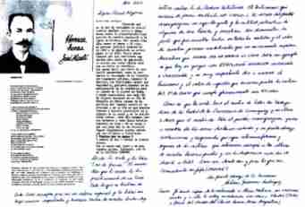 Carta de Antonio Guerrero a L�zaro David Najarro Pujol, con el poema �Presentes�, dedicado al abominable fusilamiento de los ocho estudiantes de medicina en 1871