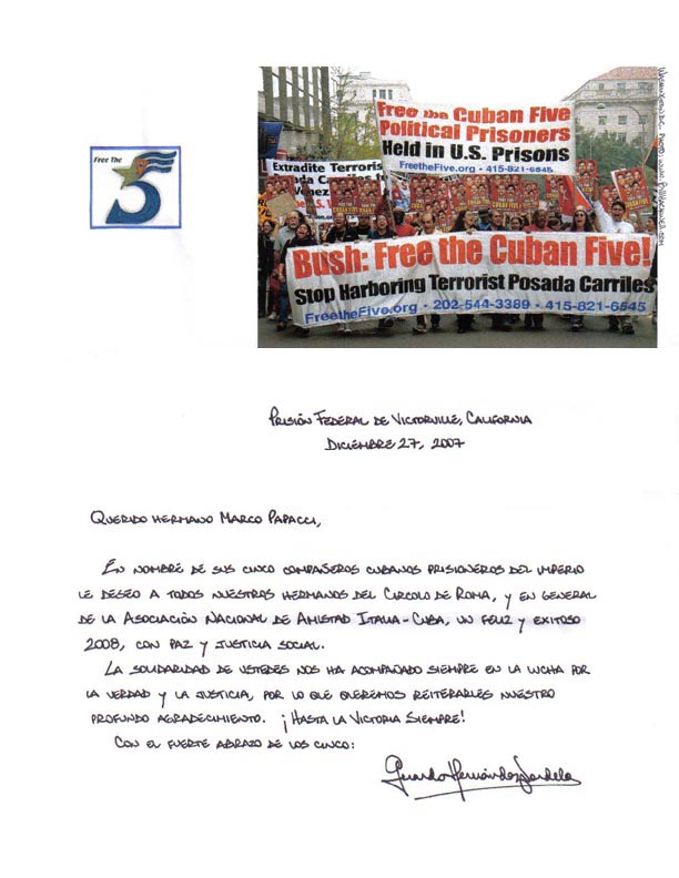 Lettera di Gerardo Hern�ndez Nordelo a Marco Papacci