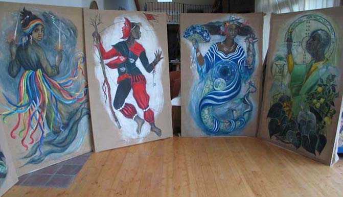 Orichas en la oficina de Maria Giulia Alemanno