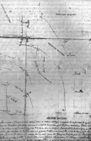 Reproducci�n del mapa original enviado desde Baracoa en 1841, en el que se registr� la zona ocupada por el palenque del Frijol