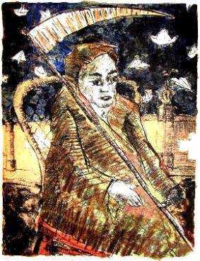 Grabado del pintor Alejandro Ram�n Sainz Alfonso, miembro del Taller de Gr�fica de la Habana, Cuba