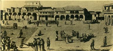 Grabado antiguo de la Plaza Vieja